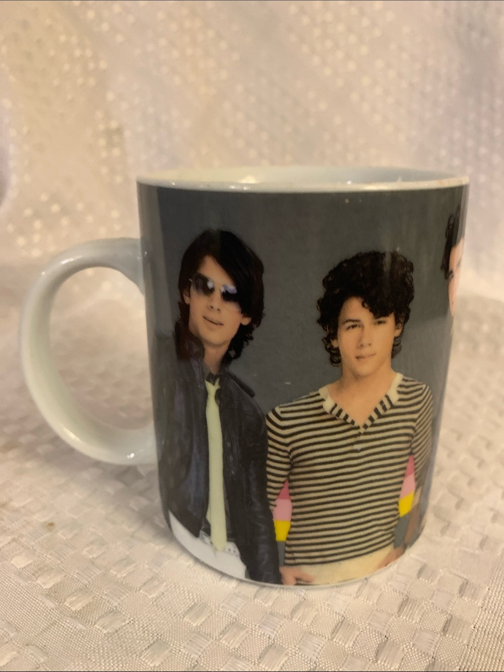 Jonas Brothers mug made by Enesco, for Disney, 4 inches high.